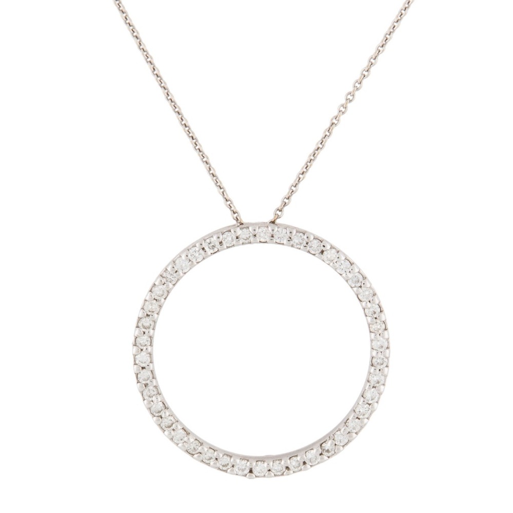 Roberto Coin 18K White Gold Diamond Circle  of Life Pendant Necklace 19mm